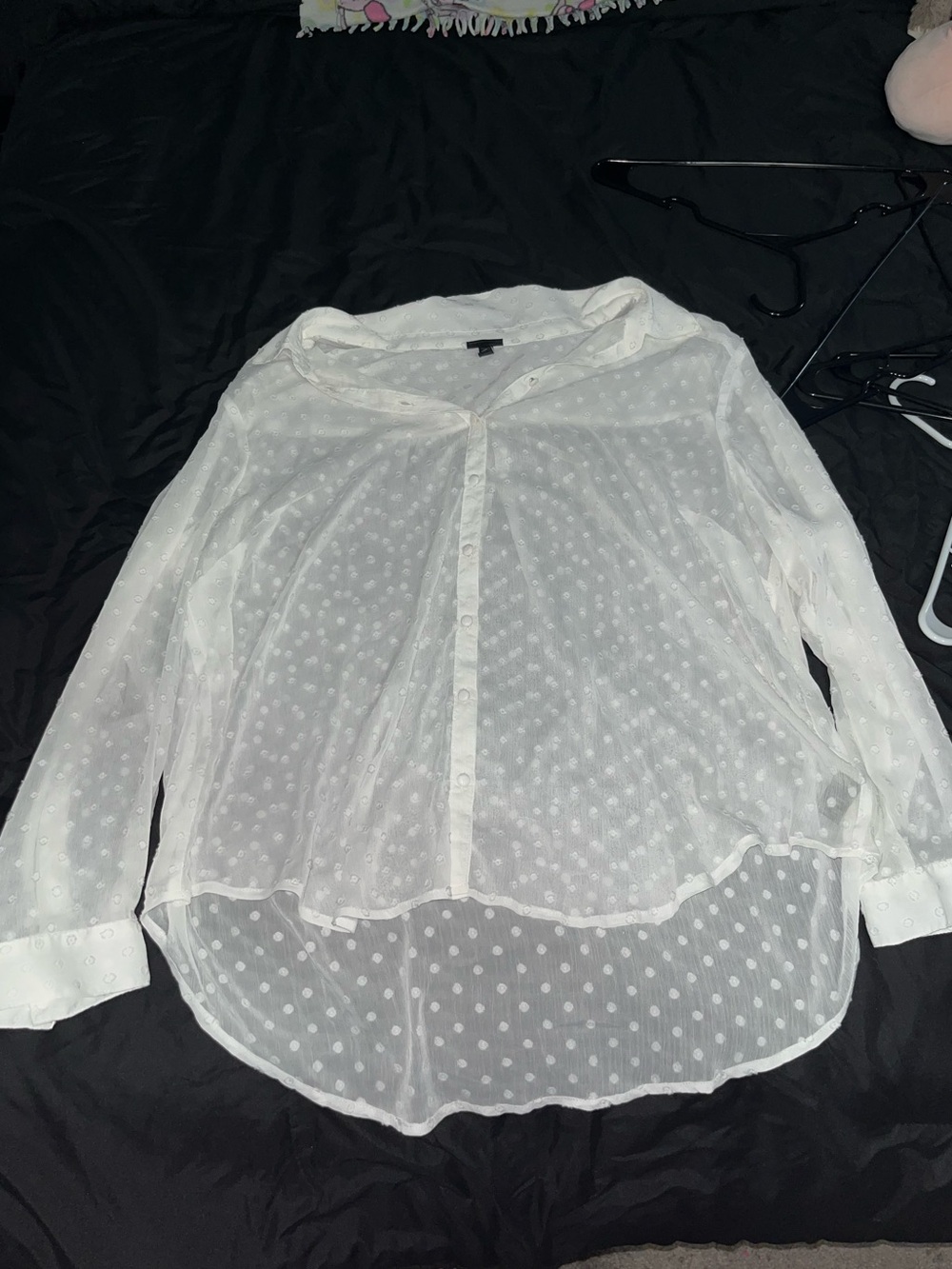 torrid White Sheer Polka Dot Button-Down Blouse